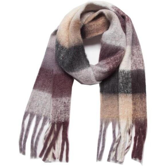 Yatemiole Women's Cashmere Big Coloured Checked Scarf Winter Warm Wrap Scarf - Picture 1 of 7